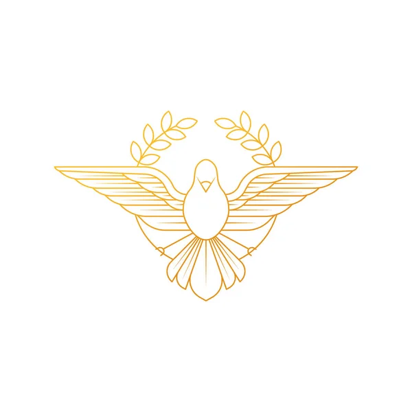 Vredesduif. Illustratie van een vliegende duif met een olijftak die symbool staat voor vrede op aarde. — Stockvector