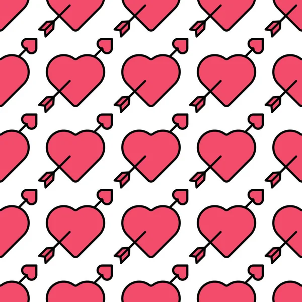Láska Srdce bezešvé vzor vektorové ilustrace. — Stockový vektor