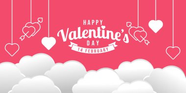 Mutlu Sevgililer Günleri Modern Düz Tasarım Tarzı.