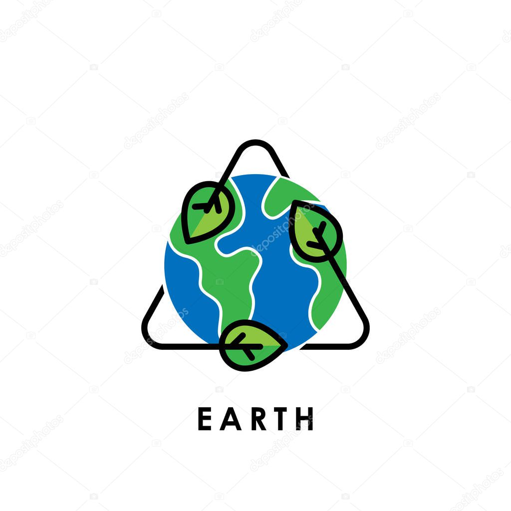 Earth. Earth environment icon. Earth day icon. Earth day vector. Earth day icon vector. Earth day logo. Earth day symbol. Earth icon isolated on white background. Earth day icon sign for logo, web, app, UI. Earth icon flat vector illustration.