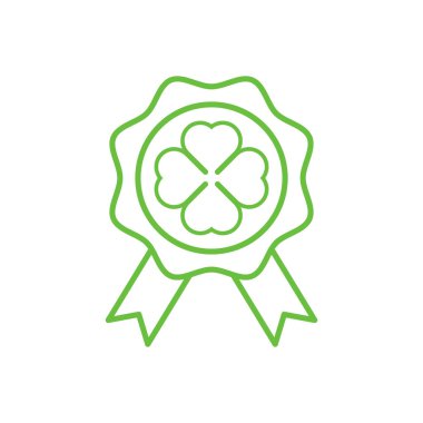 Rozet yassı ikon vektör çizimi. Rozet simgesi tasarımı beyaz arkaplanda izole edildi. Aziz Patrick Günü vektör illüstrasyonu. St. Patrick Günü vektör simgesi web sitesi, işaret, mobil, uygulama, UI için düz sembol.