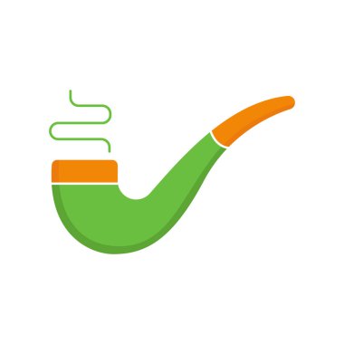 Smoke Pipe yassı ikon vektör çizimi. Duman borusu simgesi tasarımı beyaz arkaplanda izole edildi. Aziz Patrick Günü vektör illüstrasyonu. Aziz Patrick Günü vektör simgesi düz sembol.