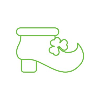 Cüce çizmeli düz ikon vektör çizimi. Leprikon bot simgesi tasarımı beyaz arkaplanda izole edildi. Aziz Patrick Günü vektör illüstrasyonu. Aziz Patrick Günü vektör simgesi düz sembol.