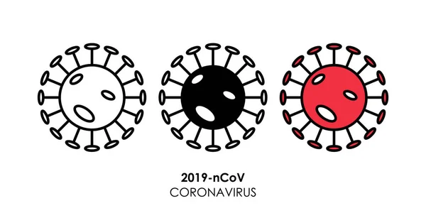 코로나 바이러스 2019 Ncov 아이콘 코로나 바이러스 2019 Ncov 템플릿 — 스톡 벡터