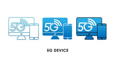 5g Aygıt logo vektör illüstrasyonu. 5g internet bağlantı şablonu tasarımı. Web sitesi, işaret, sembol, logo, uygulama, Ui için 5g ağ teknolojisi illüstrasyonu.