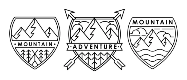 Set Von Mountain Logo Vektor Illustration Gebirgsabzeichen Design Vektor Vorlage — Stockvektor