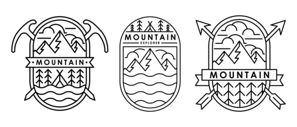 Set of Mountain logo vector illustration. Mountain badge design vector template design. Trendy Mountains logo design vector illustration template for Outdoor Adventure.