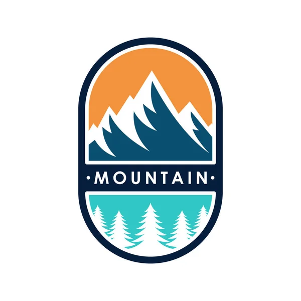 Mountain logo vector illustration. Mountain badge design vector template design. Trendy Mountains logo design vector illustration template for Outdoor Adventure.