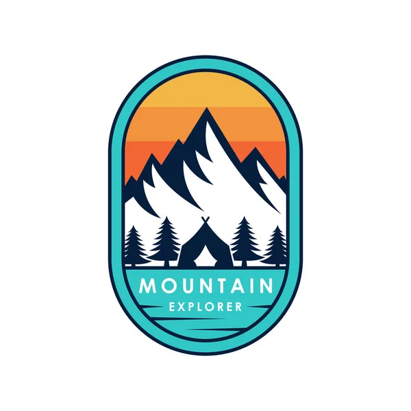 Mountain Logotyp Vektor Illustration Bergsbricka Design Vektor Mall Design Trendiga — Stock vektor