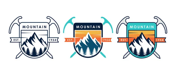 Ensemble Illustration Vectorielle Logo Montagne Modèle Vectoriel Conception Badge Montagne — Image vectorielle