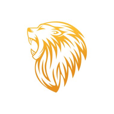 Aslan Logosu Vektör Tasarım İllüstratörü. Lüks Kükreyen Aslan Başı Logo Tasarım Şablonu. Soyut Aslan Tepesi Logo Vektörü Tasarımı.