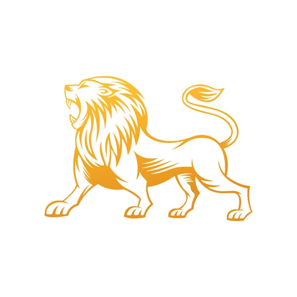 Aslan Logosu Vektör Tasarım Llüstratörü Lüks Kükreyen Aslan Başı Logo — Stok Vektör