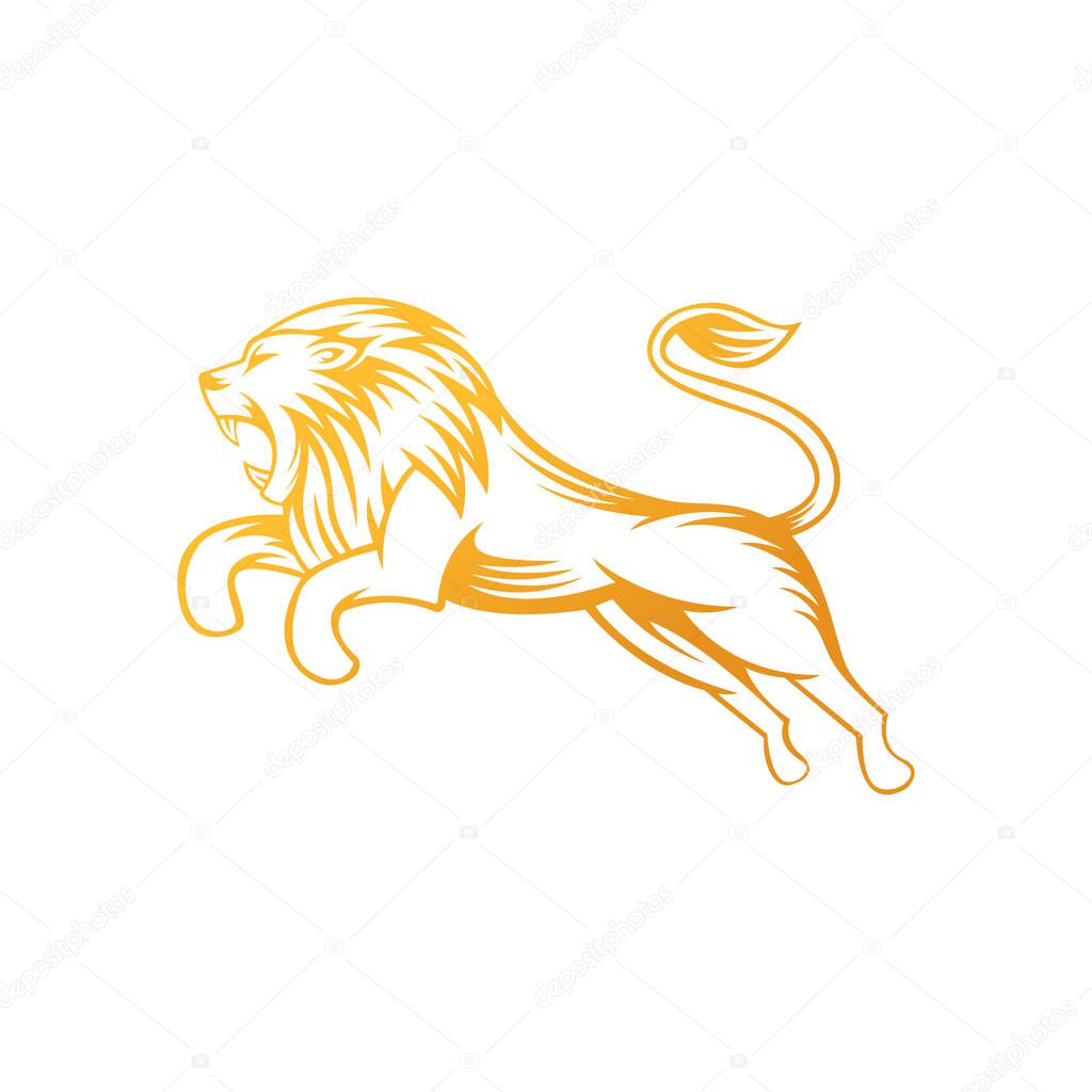 Lion Logo Vector Design Illustrator. Luxury Roaring Lion Head Logo Design Template. Abstract Lion Crest Logo Vector Design.