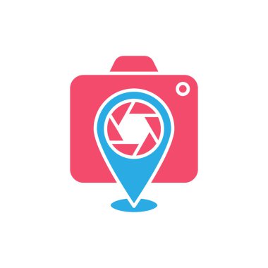 Kamera Simgesi Logo Vektörü İllüstrasyonu. Fotoğraf Kamerası ikon tasarım vektör şablonu. Web sitesi, sembol, logo, simge, işaret, uygulama, UI için moda kamera simgesi düz tasarım vektörü.
