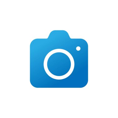 Kamera Simgesi Logo Vektörü İllüstrasyonu. Fotoğraf Kamerası ikon tasarım vektör şablonu. Web sitesi, sembol, logo, simge, işaret, uygulama, UI için moda kamera simgesi düz tasarım vektörü.