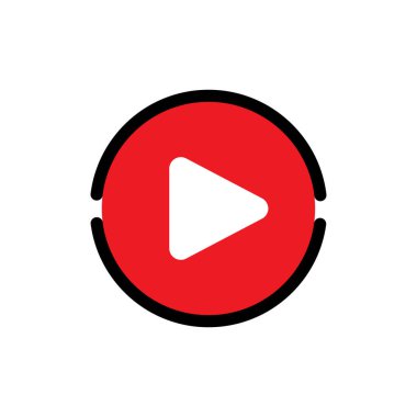 Video Simgesi Logo Vektörü İllüstrasyonu. Video oynatıcı simge tasarım vektör şablonu. Web sitesi, sembol, logo, simge, işaret, uygulama, UI için son moda Video vektör simgesi düz tasarımı.