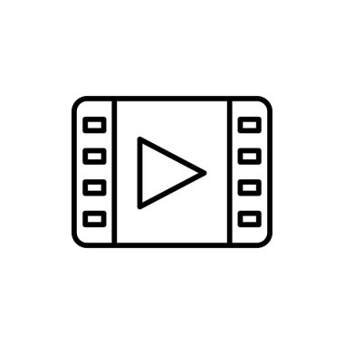 Video Simgesi Logo Vektörü İllüstrasyonu. Video oynatıcı simge tasarım vektör şablonu. Web sitesi, sembol, logo, simge, işaret, uygulama, UI için son moda Video vektör simgesi düz tasarımı.