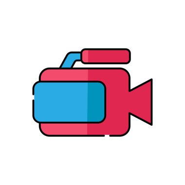 Video Simgesi Logo Vektörü İllüstrasyonu. Video oynatıcı simge tasarım vektör şablonu. Web sitesi, sembol, logo, simge, işaret, uygulama, UI için son moda Video vektör simgesi düz tasarımı.