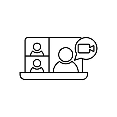 Video Arama Simgesi Logo Vektörü İllüstrasyonu. Video Çağrı simgesi tasarım vektör şablonu. Web sitesi, sembol, logo, simge, işaret, uygulama, UI için son moda Video Arama vektör düz tasarımı.