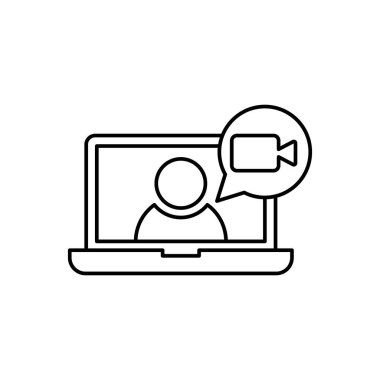 Video Arama Simgesi Logo Vektörü İllüstrasyonu. Video Çağrı simgesi tasarım vektör şablonu. Web sitesi, sembol, logo, simge, işaret, uygulama, UI için son moda Video Arama vektör düz tasarımı.