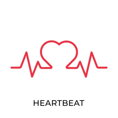 Kalp atışı ikonu vektör illüstrasyonu. Tıbbi Kalp atışı vektör şablonu. Kalp atışı simgesi tasarımı beyaz arkaplanda izole edildi. Web sitesi, logo, işaret, sembol, uygulama, UI için Heartbeat vektör simgesi düz tasarımı.