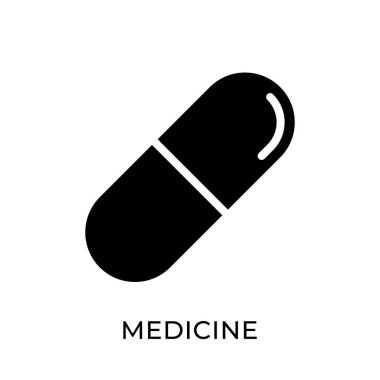 İlaç ikonu vektör illüstrasyonu. Tıbbi vektör çizimi şablonu. Tıp simgesi tasarımı beyaz arkaplanda izole edildi. Web sitesi, logo, işaret, sembol, uygulama, UI için tıp vektörü simgesi düz tasarımı.