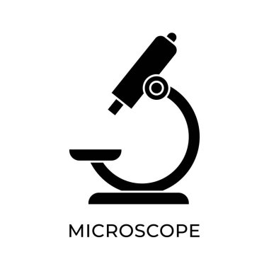 Mikroskop ikonu vektör çizimi. Beyaz arkaplanda izole edilmiş mikroskop vektör tasarımı örnekleme şablonu. Web sitesi, logo, işaret, sembol, uygulama, UI için mikroskop vektör düz tasarımı.