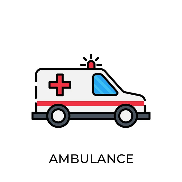 救护车图标矢量插图 救护车矢量图标模板 在白色背景上隔离的救护车图标设计 用于网站 应用程序 用户界面的救护车矢量图标平面设计 — 图库矢量图片