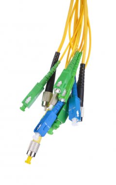 Beyaz arka plan üzerinde izole Optik lif kablolar