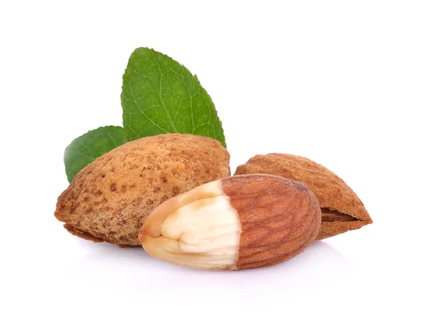 Almonds isolated on white background — Stock Photo, Image