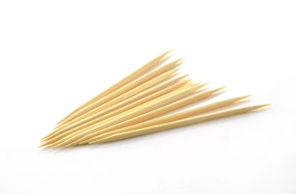 Bamboo toothpicks isolated on white background — Stock Photo, Image