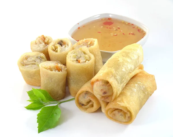 Spring Roll also known as Egg Roll isolated on white. — Stock Photo, Image
