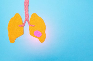 Lekeli mavi arka planda insan ciğerleri. İnsan akciğer hastalıkları