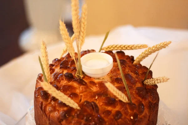 Traditional east Europe wedding bread known as bride's cake
