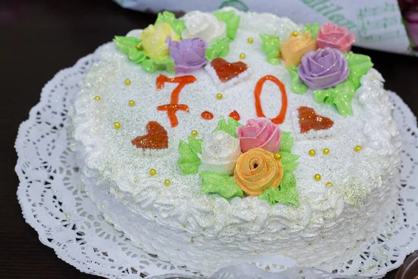 Geburtstag Weiße Torte — Stockfoto