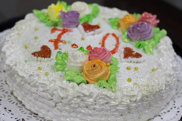 Geburtstag Weiße Torte — Stockfoto