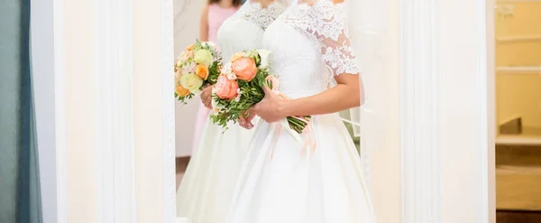 Mariée Avec Bouquet Mariage — Photo