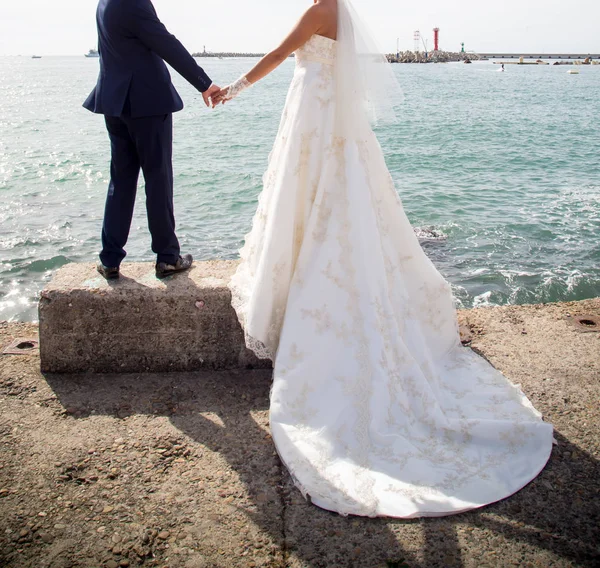 Couple Mariage Sur Plage — Photo