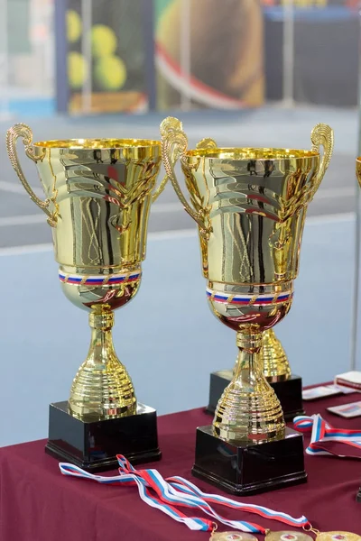 Taças Para Vencedores Torneio Ténis — Fotografia de Stock