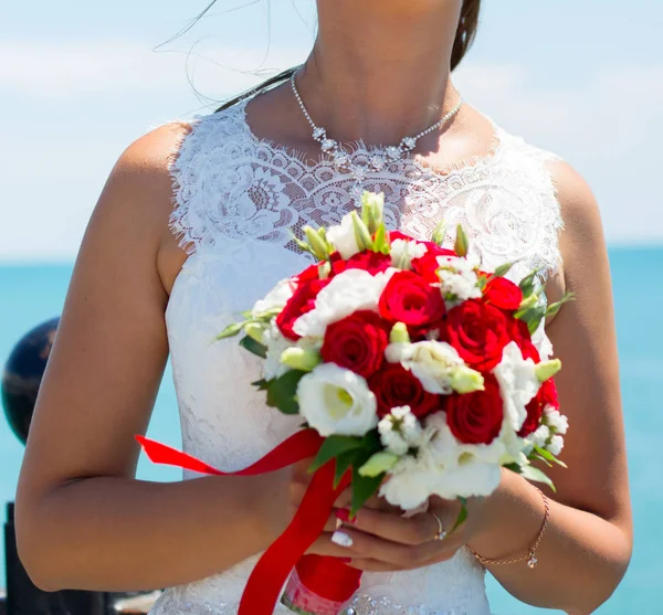 Novia Con Ramo Boda — Foto de Stock