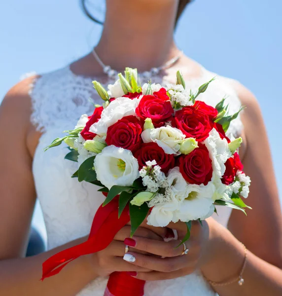 Mariée Avec Bouquet Mariage — Photo