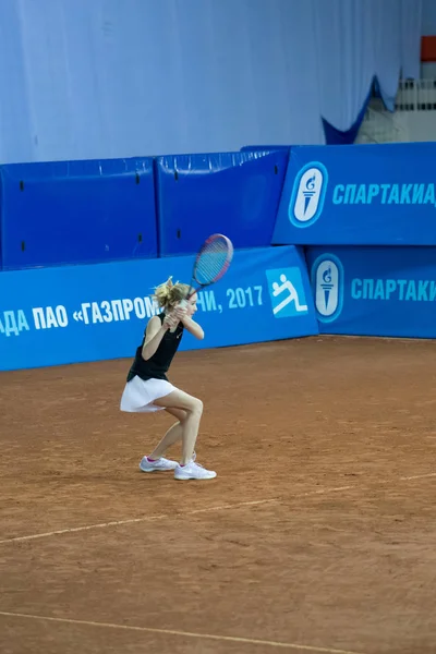 Tenisz Torna Olimpiai Bajnok Elena Vesznyina Nyeremények Versenyeken Bíróságok Adler — Stock Fotó