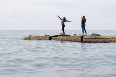 Beach near the Black Sea in Sochi in summer