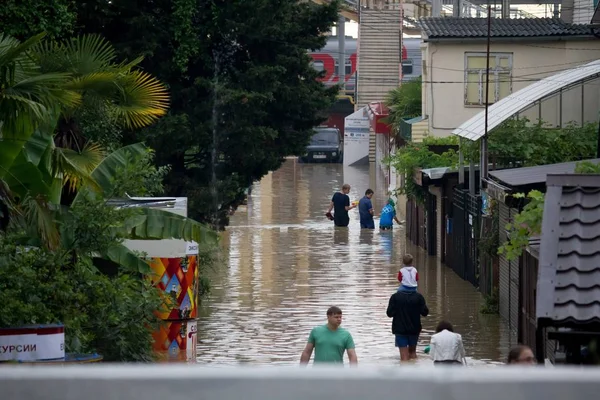 Flooding City People Water — Stock Photo, Image