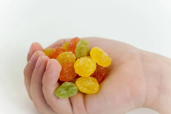 Child Holds Lollipops His Hand — Stock Photo, Image