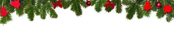 Ramas Árbol Navidad Decorado Sobre Fondo Blanco —  Fotos de Stock