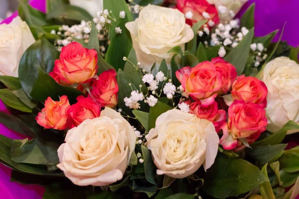 Ramo Hermosas Rosas Diferentes Colores — Foto de Stock