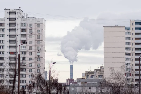 Дым Дымохода Теплоэлектростанции — стоковое фото