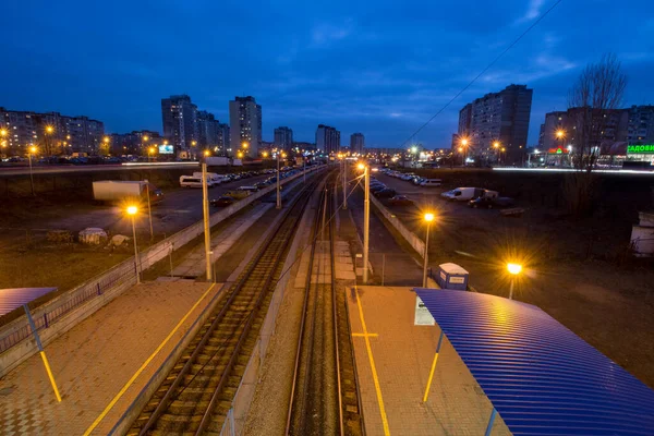 2020 Ucrania Kiev Vía Férrea Tren Alta Velocidad Una Las — Foto de Stock