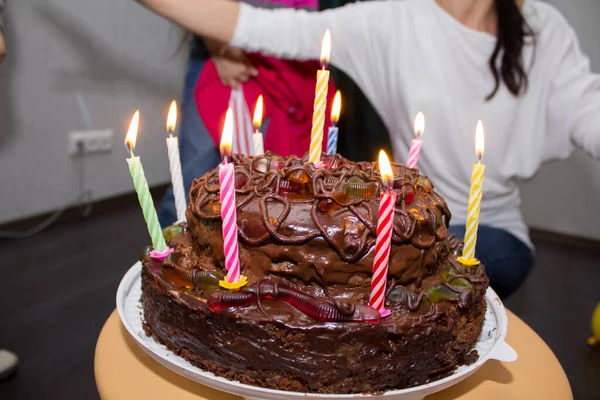 Square Big Cake Baby Birthday — Stock Photo, Image